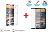 2-In-1 Screenprotector Hoesje  Bescherming Protector Set Geschikt Voor Nokia 5.3 - Full Cover 3D Edge Tempered Glass Screen Protector Met Siliconen Back Bescherm Hoesje Cover Case - Doorzicht