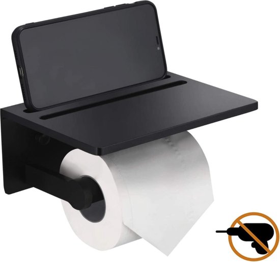 El suvon® Toiletrolhouder met plankje - WC Rolhouder Zwart - Toilet Paper  Holder -... | bol.com