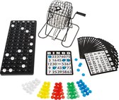 Bingo spel zwart/wit complete set 20 cm nummers 1-75 met molen, 168x bingokaarten en 2x stiften - Bingospel - Bingo spellen - Bingomolen met bingokaarten - Bingo spelen