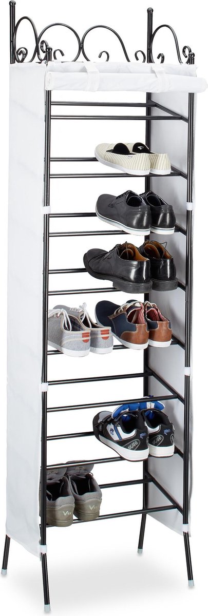 Relaxdays metalen schoenenkast COUNTRY voor 20 paar schoenenrek 8 etages zwart