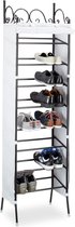 relaxdays - metalen schoenenkast COUNTRY voor 20 paar - schoenenrek - 8 etages zwart