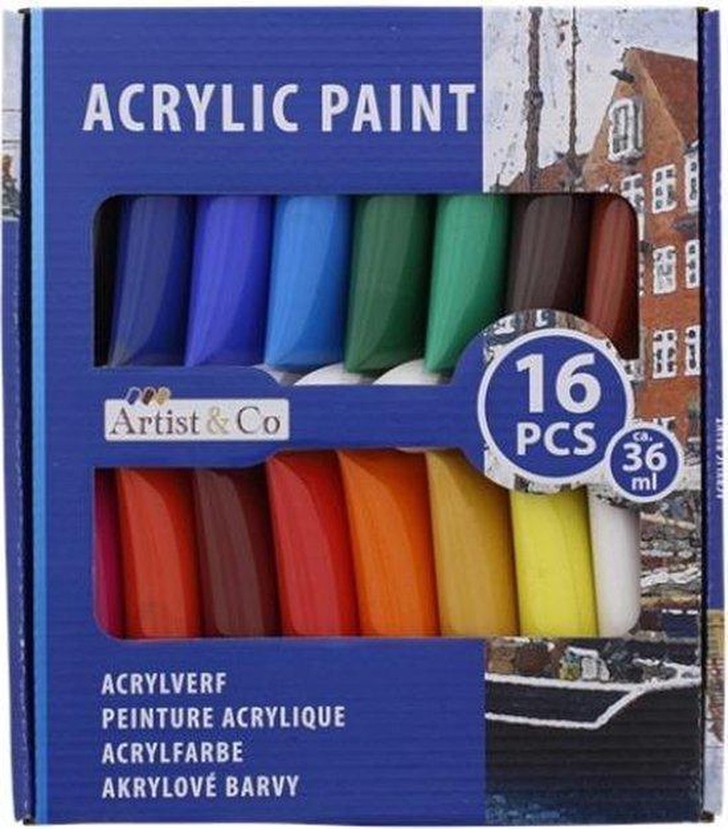 Acrylverf 6 Kleuren - 16 stuks