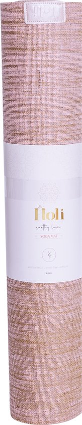 HOLI | Yogamat | Roze | Premium Organic | Jute | 5 MM | 183 cm x 61 cm | Non-slip | Anti-Bacterie | Extra Lang | Fitnessmat | Sportmat | Pilates Mat