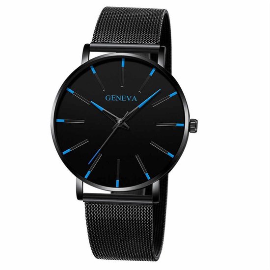GENEVA HORLOGE- KLOK - ZWART/BLAUW- WATCH | bol.com