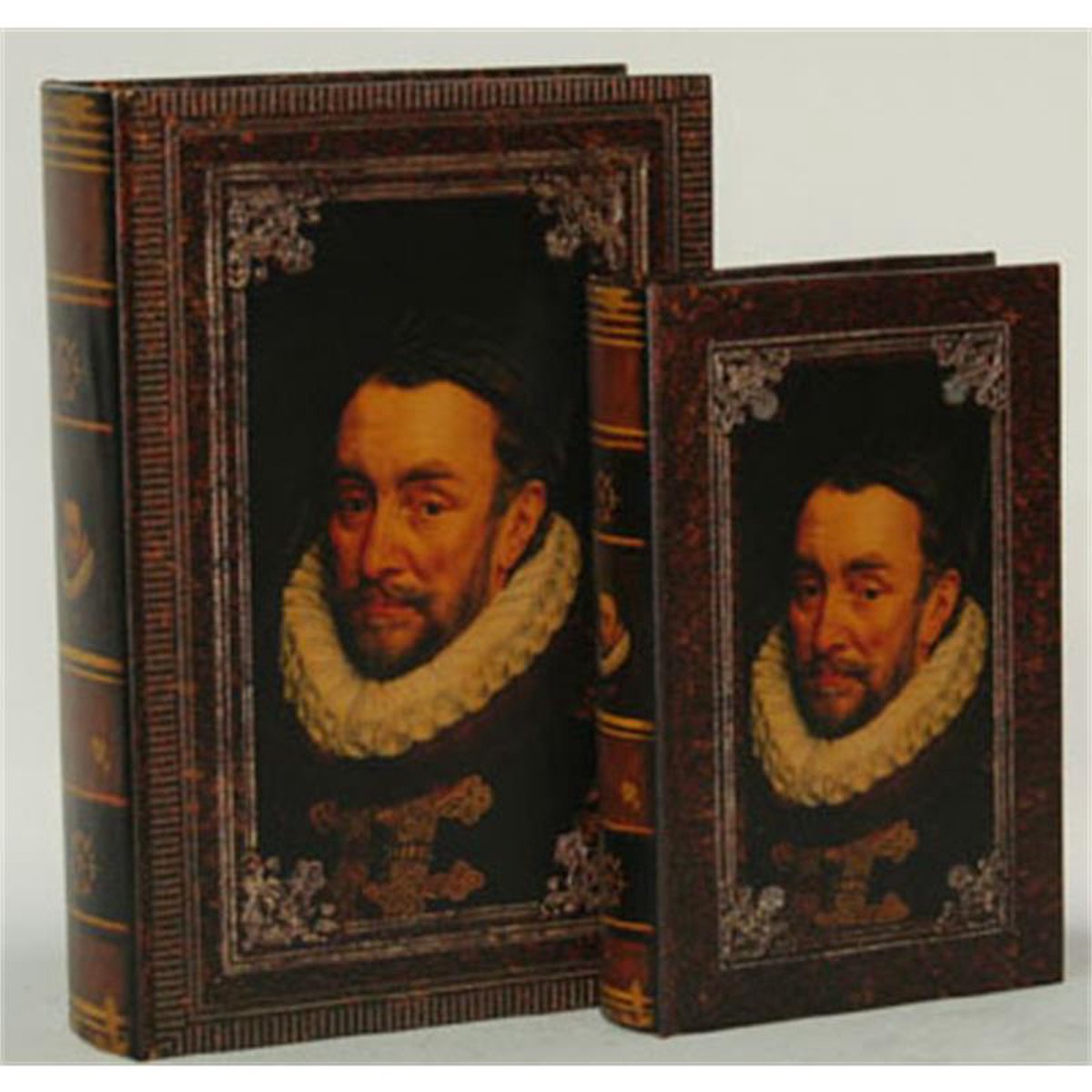 Opbergdoos - vintage Boek Doos - Set van twee kunstleren boekdozen - Willem van Oranje - 22,3 x 33,1 cm