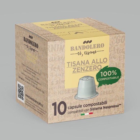 Land Voorwaarden Diploma Bandolero Gember thee cups 8X10 in masterbox (ECOcups 100% composteerbaar)  NESPRESSO | bol.com