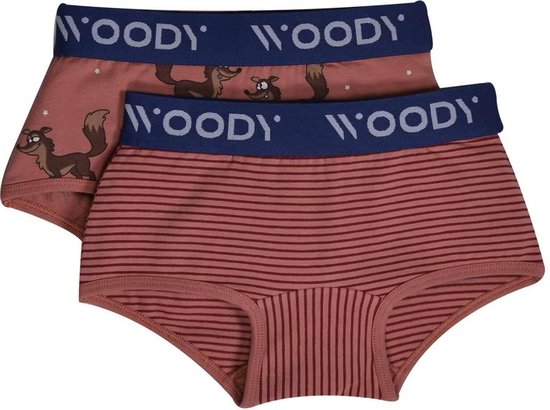 Woody boxer meisjes - wolf - roze - duopack - 202-1-SHO-Z/026 - maat 104