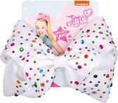 Jojo Siwa haarstrik wit met gekleurde steentjes