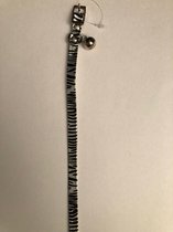 kattenhalsband zilver zwart tijger print / kattenbandje met kleurig bel 29 cm lang met belletje zilver / kan worden ingekort