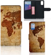 Telefoonhoesje Geschikt voor Samsung Galaxy A41 Wallet Bookcase Wereldkaart