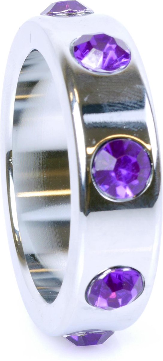 Goedkoopste Bossoftoys - Metalen - Cockring - Diamandjes - Paars - Groot - 64-00006