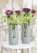 Glazen vaasje met cement - Voor 1 bloemetje - h. 13,5cm