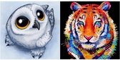 Diamond Painting Volwassenen Kinderen 20x20 Tijger & Witte Uil Dieren - Volledig Accesoires Pakket - Hobbypainting.nl®