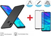 2-In-1 Screenprotector Hoesje  Bescherming Protector Set Geschikt Voor Huawei P Smart 2019 - Full Cover 3D Edge Tempered Glass Screen Protector Met Siliconen Back Bescherm Hoes Cov