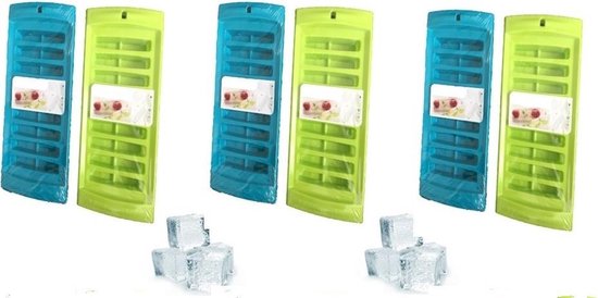 6-delige set van ijsblokvormen, langwerpig, past ook in flesjes - ijsblokjes |