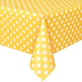 Tafelzeil Grote Stip - 140 x 250 cm - Geel/Wit