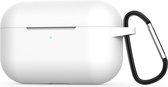 Let op type!! Geschikt voor Apple AirPods Pro draadloze oortelefoon silicone beschermhoes met haak & anti-lost Buckle (Arctic White)