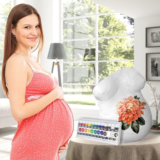 Chuckle Gipsbuik Afdruk Pakket voor Zwangere - inclusief Gipsverband/Gipsrollen & 12 Kleuren Verf - Ideaal Kraamcadeau/Babycadeau van CHUCKLE — afbeelding 3