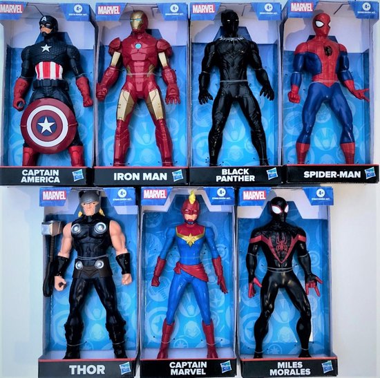 Marvel Set - 7 Actiefiguren - Man - Thor - Panther - Captain America -... |