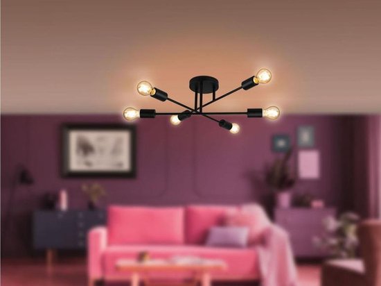 reactie medaillewinnaar Openbaren LED-plafondlamp (Zwart/mat, Plafondlamp gebogen - Mode Woonkamer - Lamp -  Inclusief 6... | bol.com
