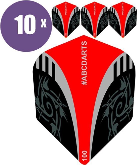 Thumbnail van een extra afbeelding van het spel ABC Darts Flights - Extra Stevig - Tribal Rood - 10 sets (30 stuks Dart Flights)