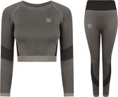 LXURY Tech Crop Trainingspak Dames Maat S/M - Grijs - Sport set - Sportoutfit - Sportkleding - Sportlegging - Gymshark