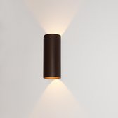 Wandlamp Brody 2 Bruin - Ø7,2cm - LED 2x4W 2700K 2x360lm - IP54 - Dimbaar > wandlamp binnen bruin | wandlamp buiten bruin | wandlamp bruin | buitenlamp bruin | muurlamp bruin | led lamp bruin | sfeer lamp bruin | design lamp bruin