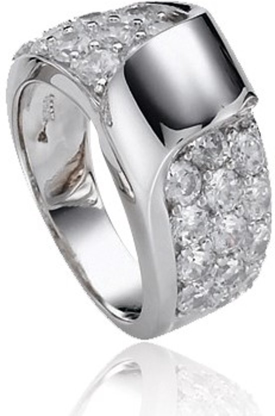 Doublure en argent Bague en argent avec pav de pierre, sertie de zircone