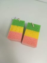 Spons tricolore - 15x10 cm - 2 stuks