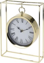 Gouden staande klok decoratie 26 cm metaal - Tafelmodel tafelklok - Woondecoraties/woonaccessoires