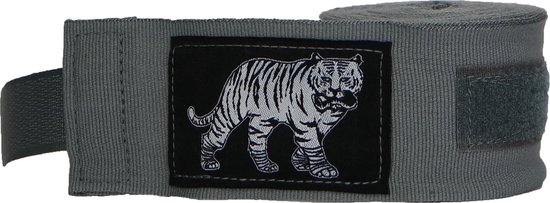 ORCQ Tiger boxing handwraps- Boks Wraps - Boksbandages - Kickboks bandage - Paar - 450cm Grijs - Orcq