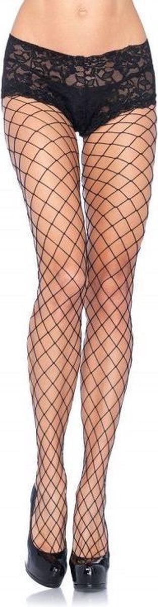Leg Avenue Fencenet Diamond Pantyhose ["Zwart"]