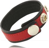LEATHER BODY | Leather Body Cock And Ball Strap With Snaps - Black And Red