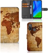 Telefoonhoesje Huawei P Smart 2020 Wallet Bookcase Wereldkaart