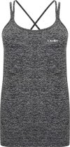 LXURY Spaghettibandjes Tanktop Dames Grijs - Maat S/M - Sportshirt - Performance - Naadloze Hemd - Mouwloos Shirt - Sportkleding - Sport Tanktop