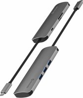 Swissten Aluminium 6 in 1 USB-C Hub Adapter voor o.a. Macbook - Grijs