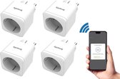SMARTIFY Smart Plug - 4 Stuks - Slimme Stekker - Google Home (Google Assistant) - TIJDSCHAKELAAR & ENERGIEMETER Via Mobiele Applicatie - Amazon Alexa & IFTTT Compatible- Smart Home
