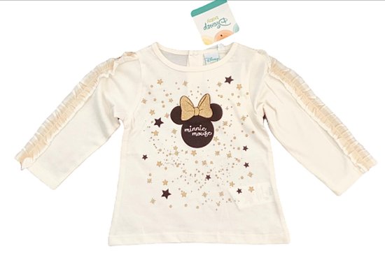 Disney Minnie Mouse shirt - lange mouw - creme/goud - maat 86 (24 maanden)