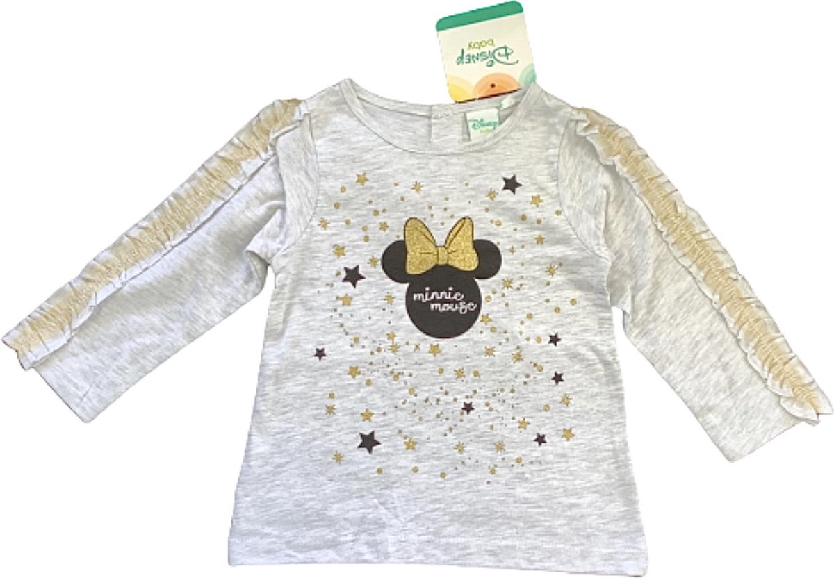 Disney Minnie Mouse shirt - lange mouw - grijs/goud - maat 86 (24 maanden)