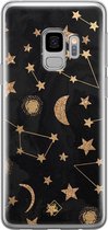 Samsung S9 hoesje siliconen - Counting the stars | Samsung Galaxy S9 case | zwart | TPU backcover transparant