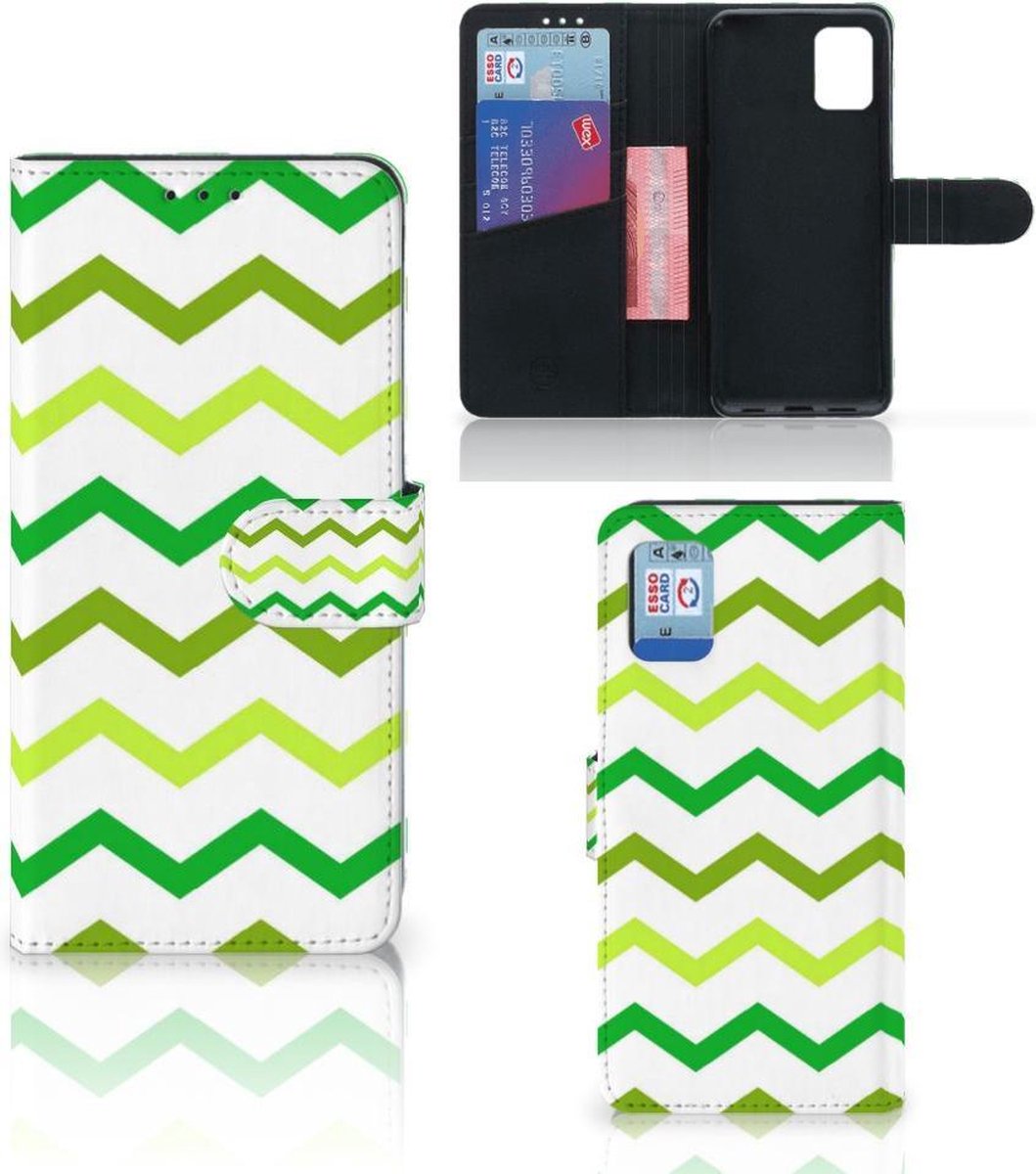 Samsung Galaxy A31 Telefoon Hoesje Zigzag Groen
