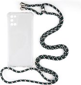 Shop4 - Oppo A72 Hoesje - Zachte Back Case met Koord Camouflage Groen