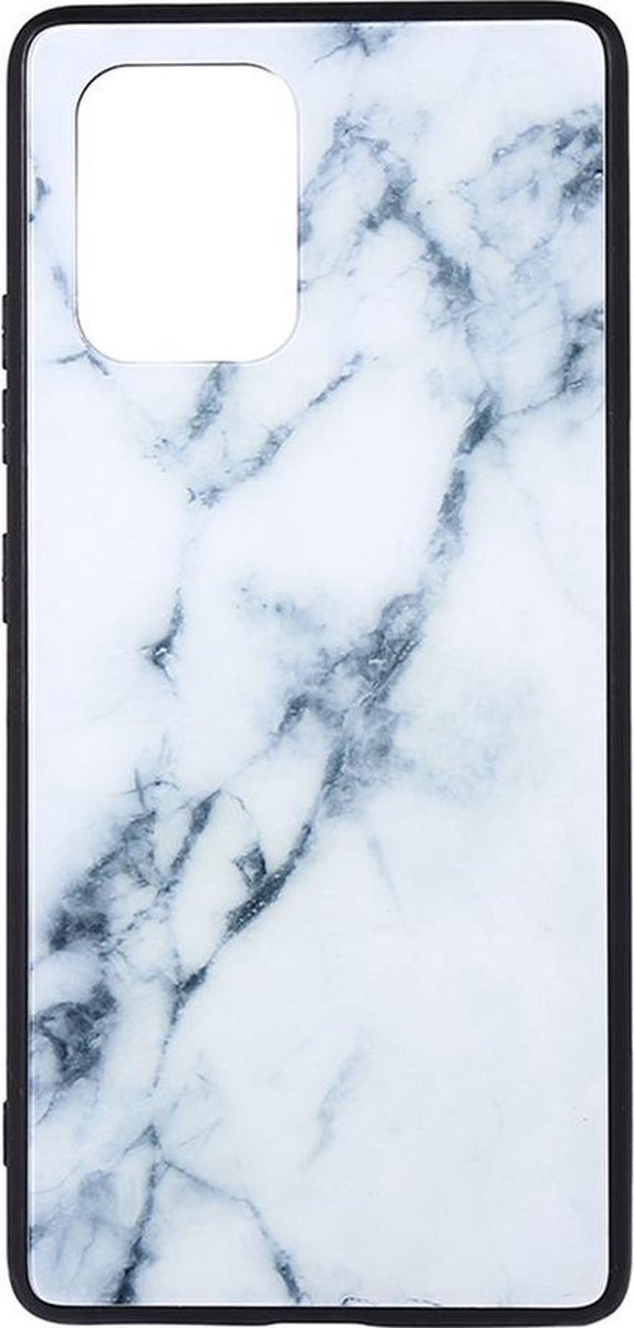Shop4 - Geschikt voor Samsung Galaxy S10 Lite Hoesje - Harde Back Case Marmer Wit