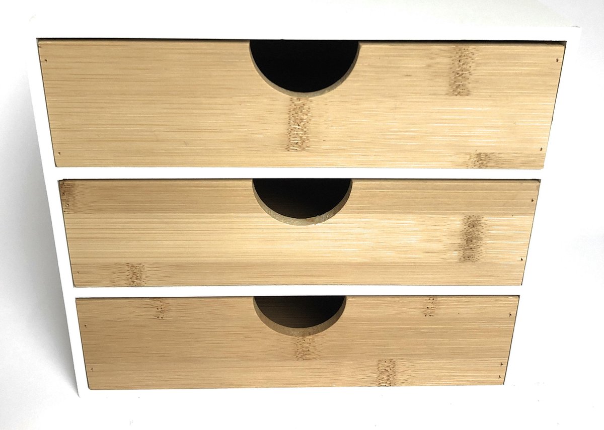 Bamboe kabinet met 3 lades - opbergbox - Bamboe 3 lades - Klein... | bol.com