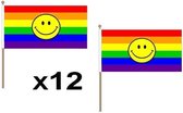 Regenboog smile zwaaivlaggetjes 12 stuks