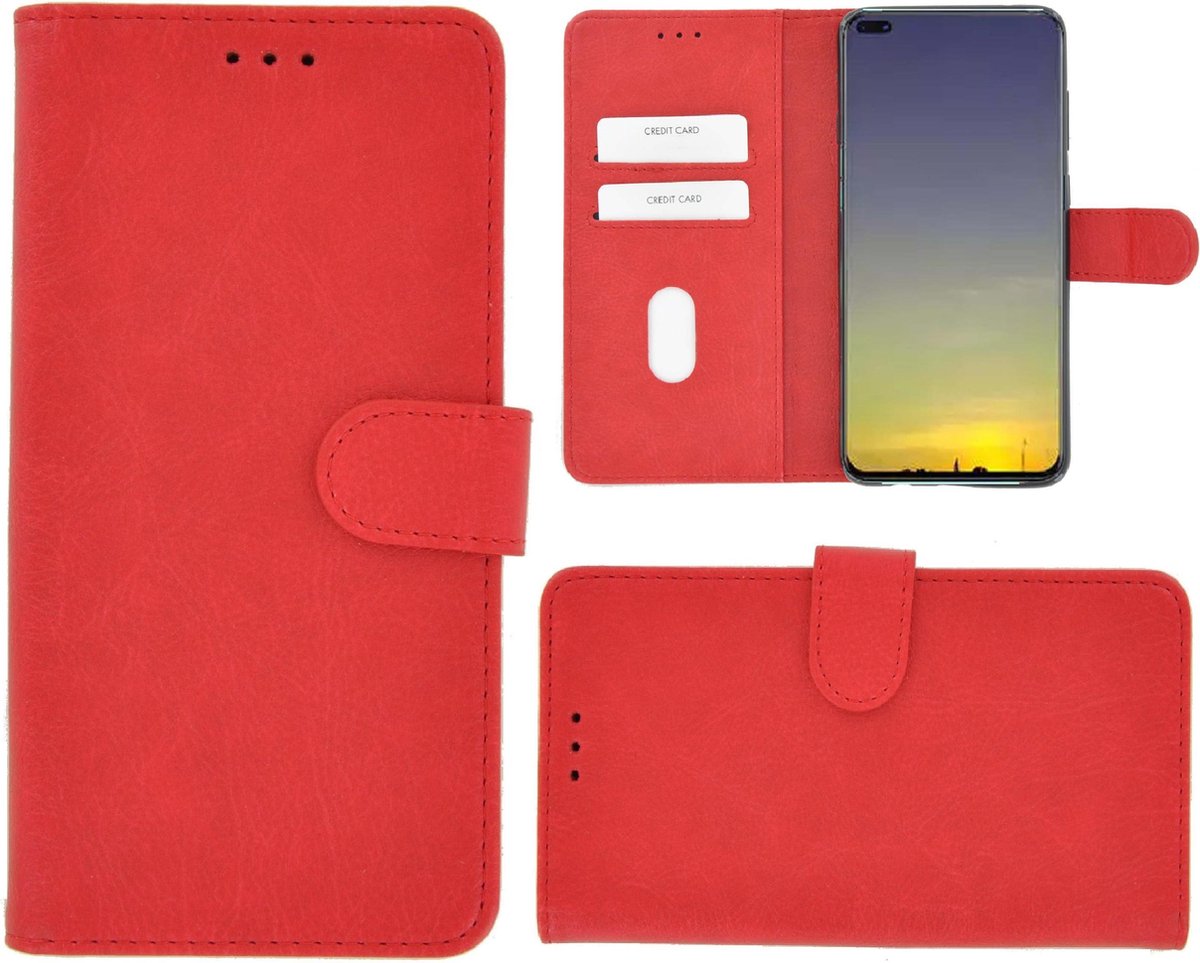 Geschikt voor Oppo A92s Hoesje - Oppo A92s Bookcase Wallet Rood Cover