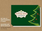 Luxe kerstkaarten met enveloppen, Sierlijk op donkergroen - 10 stuks
