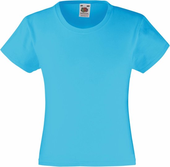 Fruit Of The Loom Meisjes Kinder Valuegewicht T-shirt  Korte Mouwen (2 stuks) (Azure Blauw)