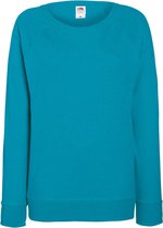 Fruit OF The Loom Dames Getailleerd lichtgewicht raglan sweatshirt (240 GSM) (Azure Blauw)