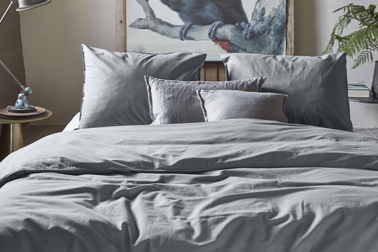 Walra Dekbedovertrek Vintage Cotton - 140x220 - 100% Katoen - Elephant Grey van Walra — afbeelding 2